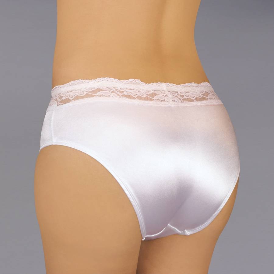 Satin Lace Top Panty in White at En Femme