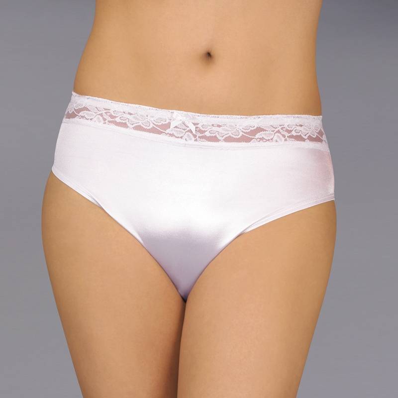 Satin Lace Top Panty in White at En Femme