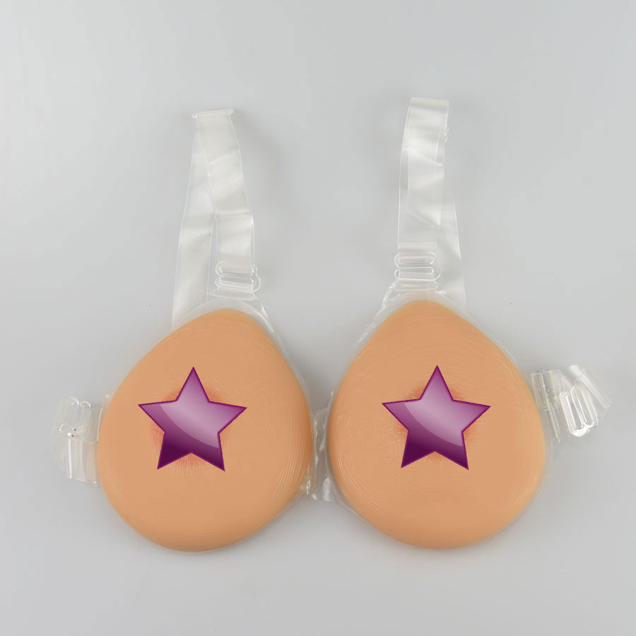 Premium Perky Silicone Breast Forms with Clear Straps from En Femme