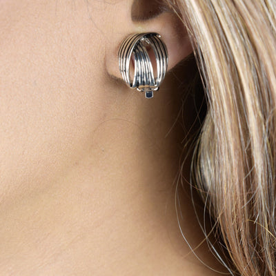 Petitie Silvertone Button Clip Earrings-Silvertone