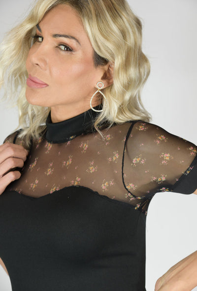 En Femme Classic Short Sleeve Skater Dress in Black