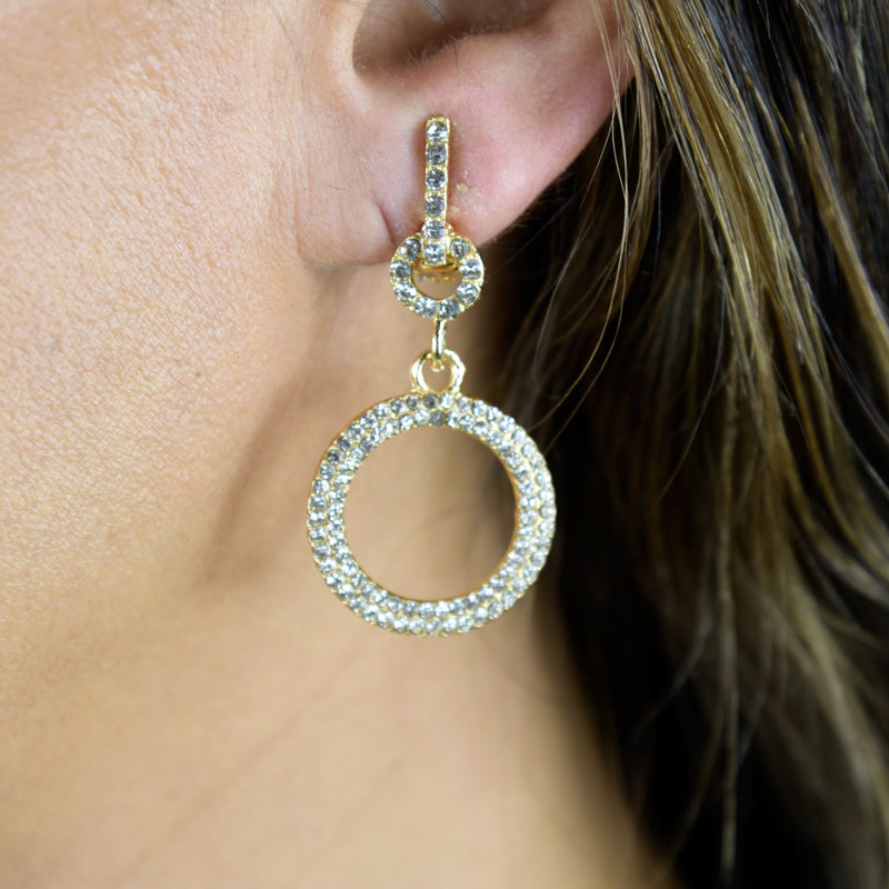 Pave Drop style Hoop Clip earring