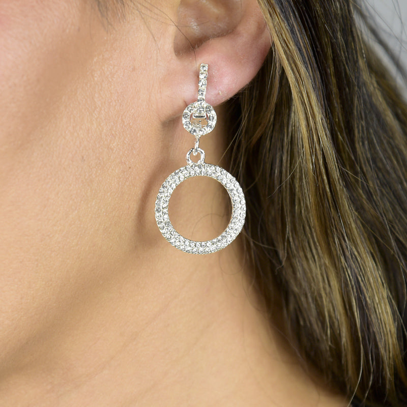 Pave Drop style Hoop Clip earring