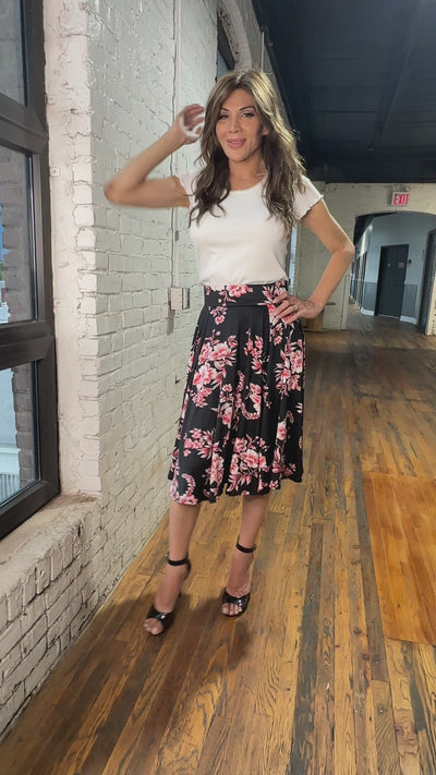 En Femme Flowing Swing Midi Skirt on