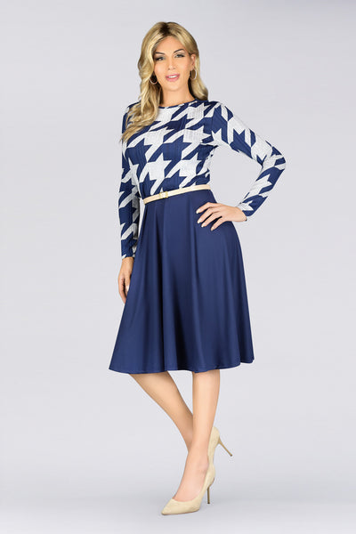 En Femme Long Sleeve Midi Fit n Flare Dress