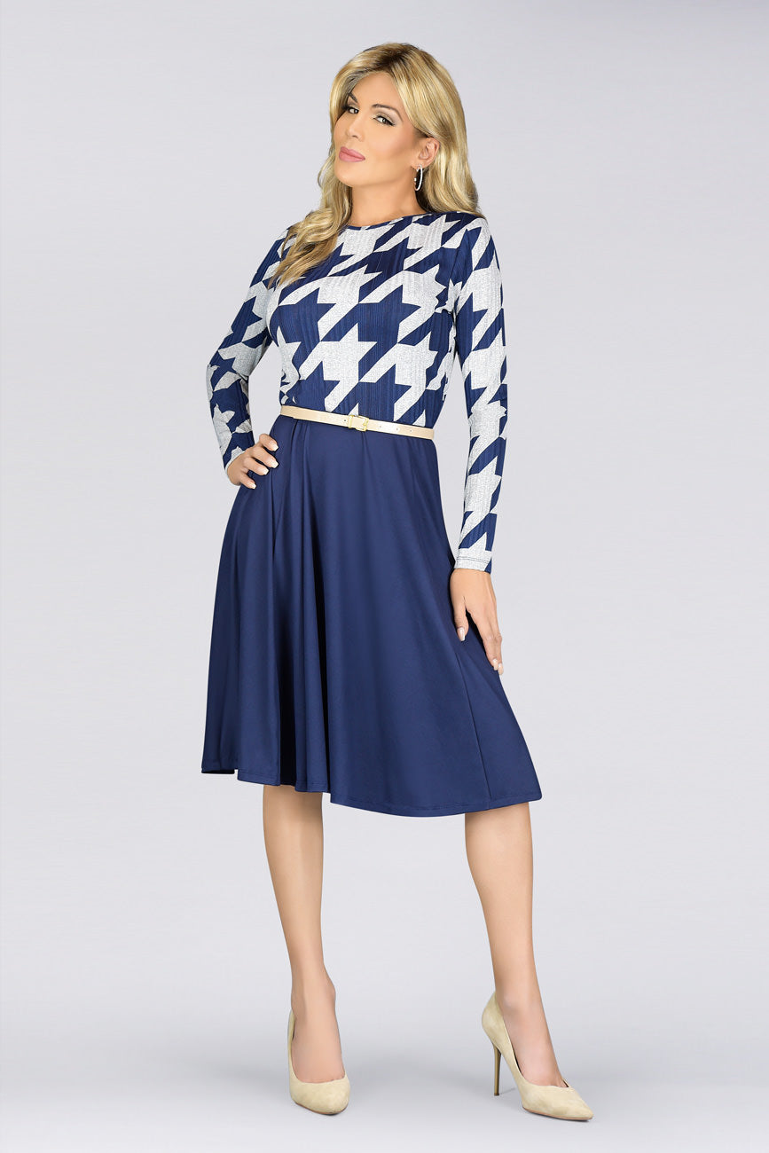 En Femme Long Sleeve Midi Fit n Flare Dress