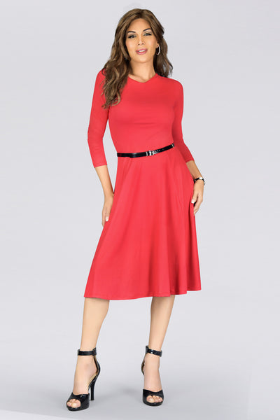 En Femme Long Sleeve Midi Fit n Flare Dress