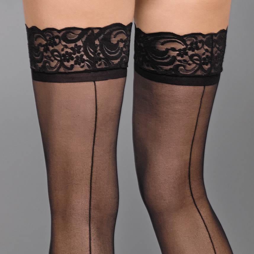 sexy lingerie thigh highs Lovehoney Plus Size Sheer Lace Top Thigh-High Stockings main image 0
