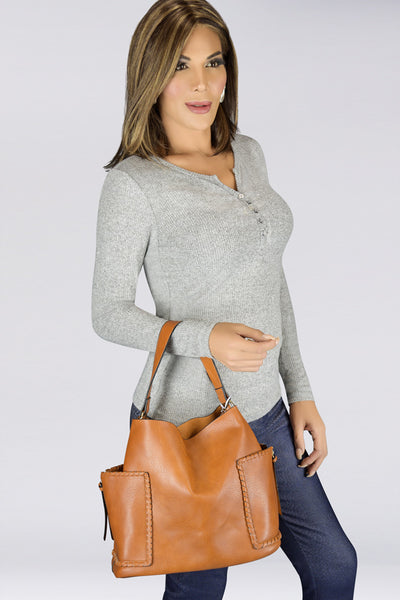 Do-It-All Cognac Shoudler Bag - 2 Bag Set