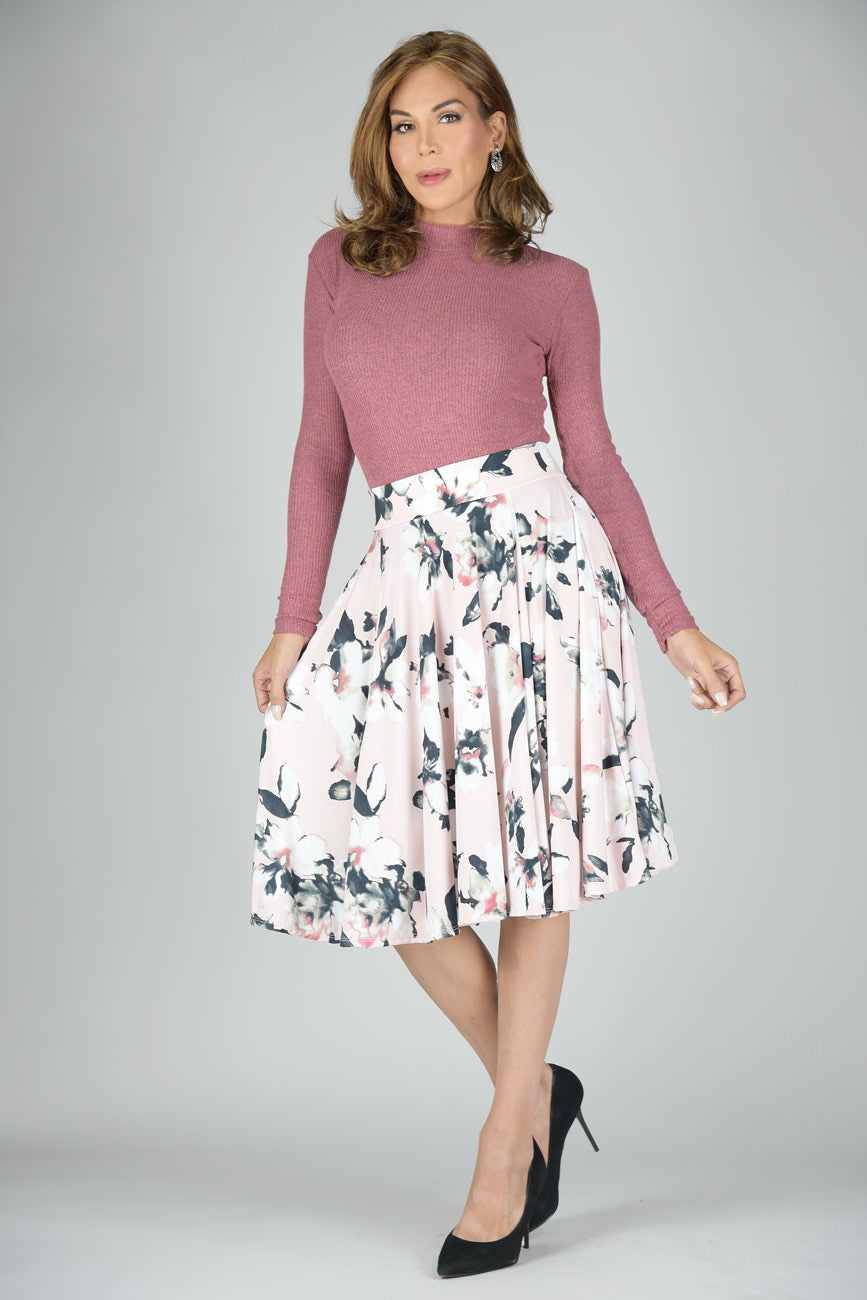 En Femme Flowing Swing Midi Skirt