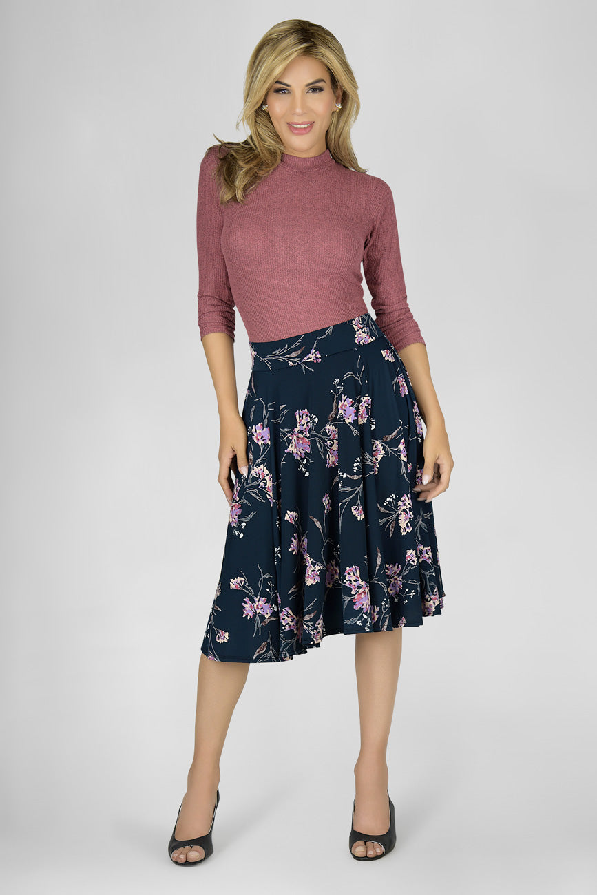 En Femme Flowing Swing Midi Skirt