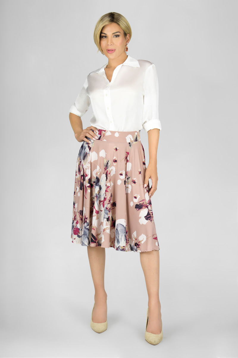 En Femme Flowing Swing Midi Skirt