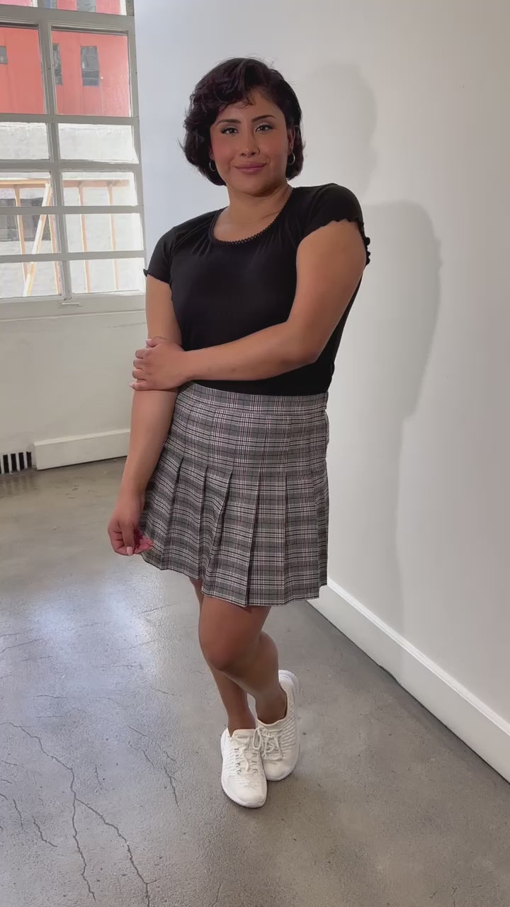 En Femme Pleated Plaid Skirt