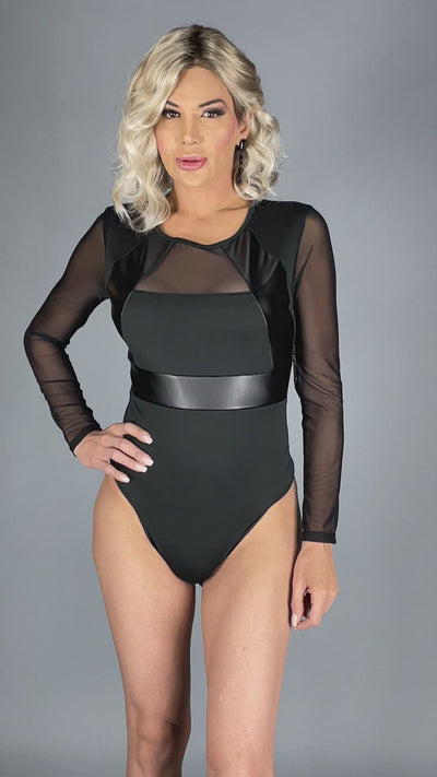 Leatherette Accent Bodysuit