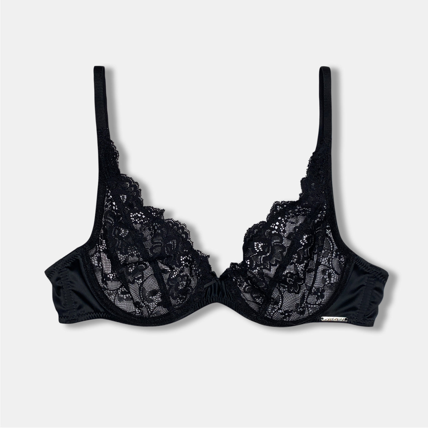 Carmen Liu Satin and Black Lace Bra - Gloss Finish