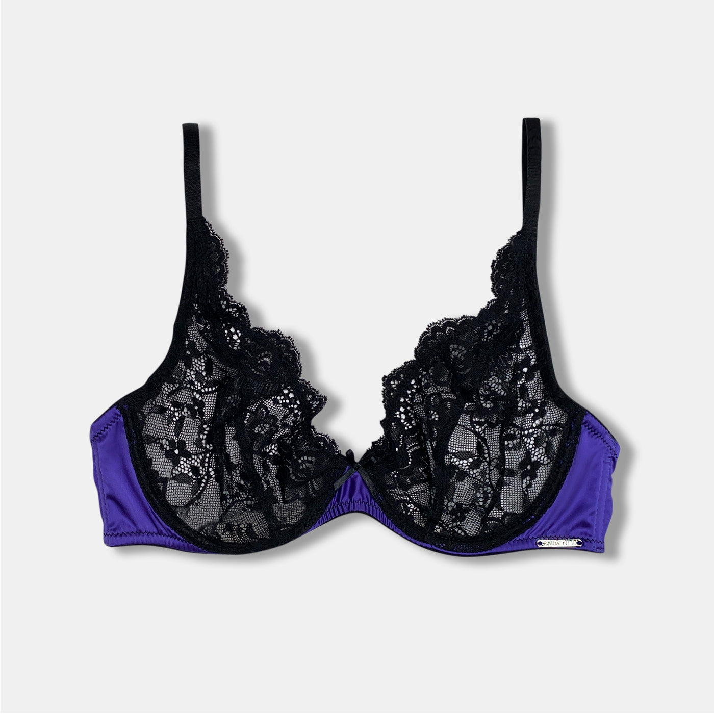 Carmen Liu Satin and Black Lace Bra - Gloss Finish