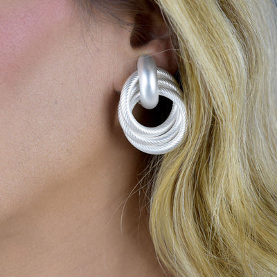 Matte Finish Door Knocker Clip on Earrings