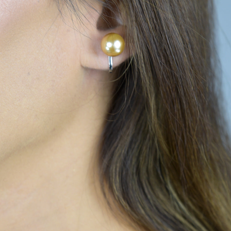 12mm topaz clip pearl earring