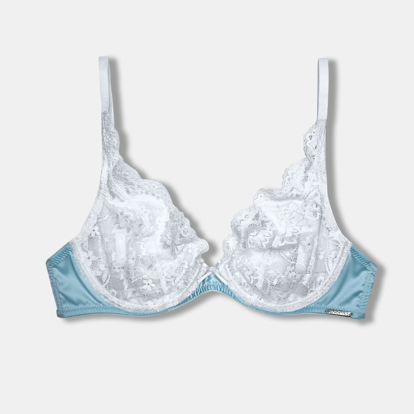 Carmen Liu Satin and White Lace Bra - Gloss Finish