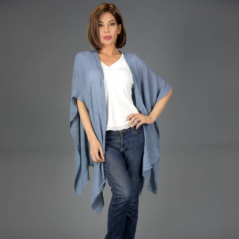 Lightweight Shawl - Wrap in Denim Blue