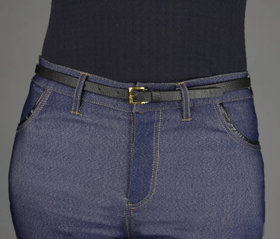 Textured Leatherette Skinny Belt