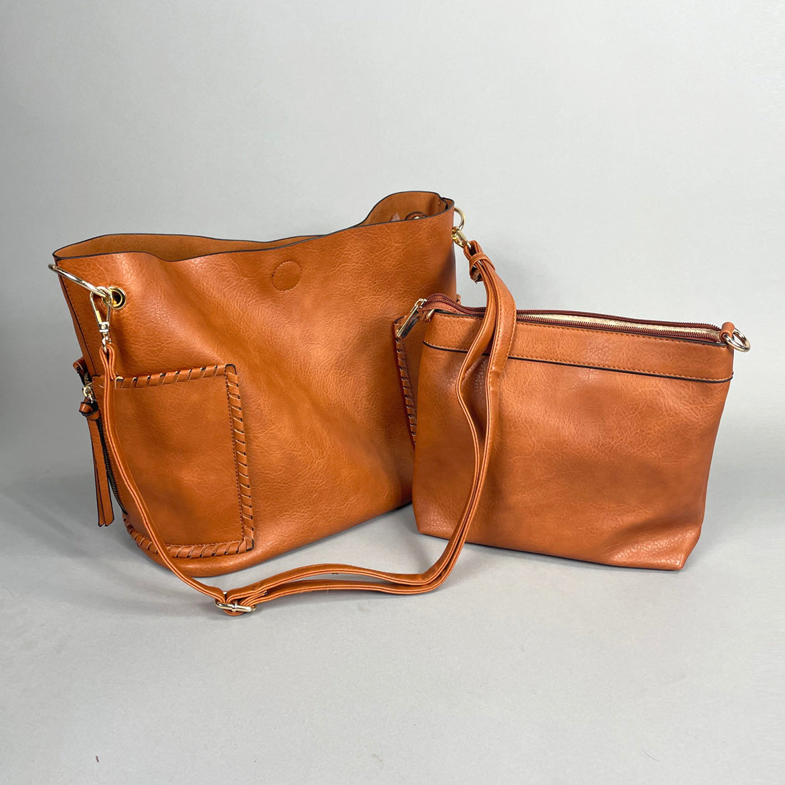 Do-It-All Cognac Shoudler Bag - 2 Bag Set