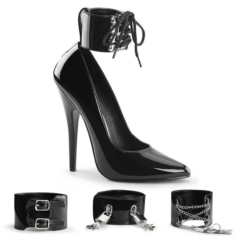 Black Patent Heel with Changeable Ankle Cuff