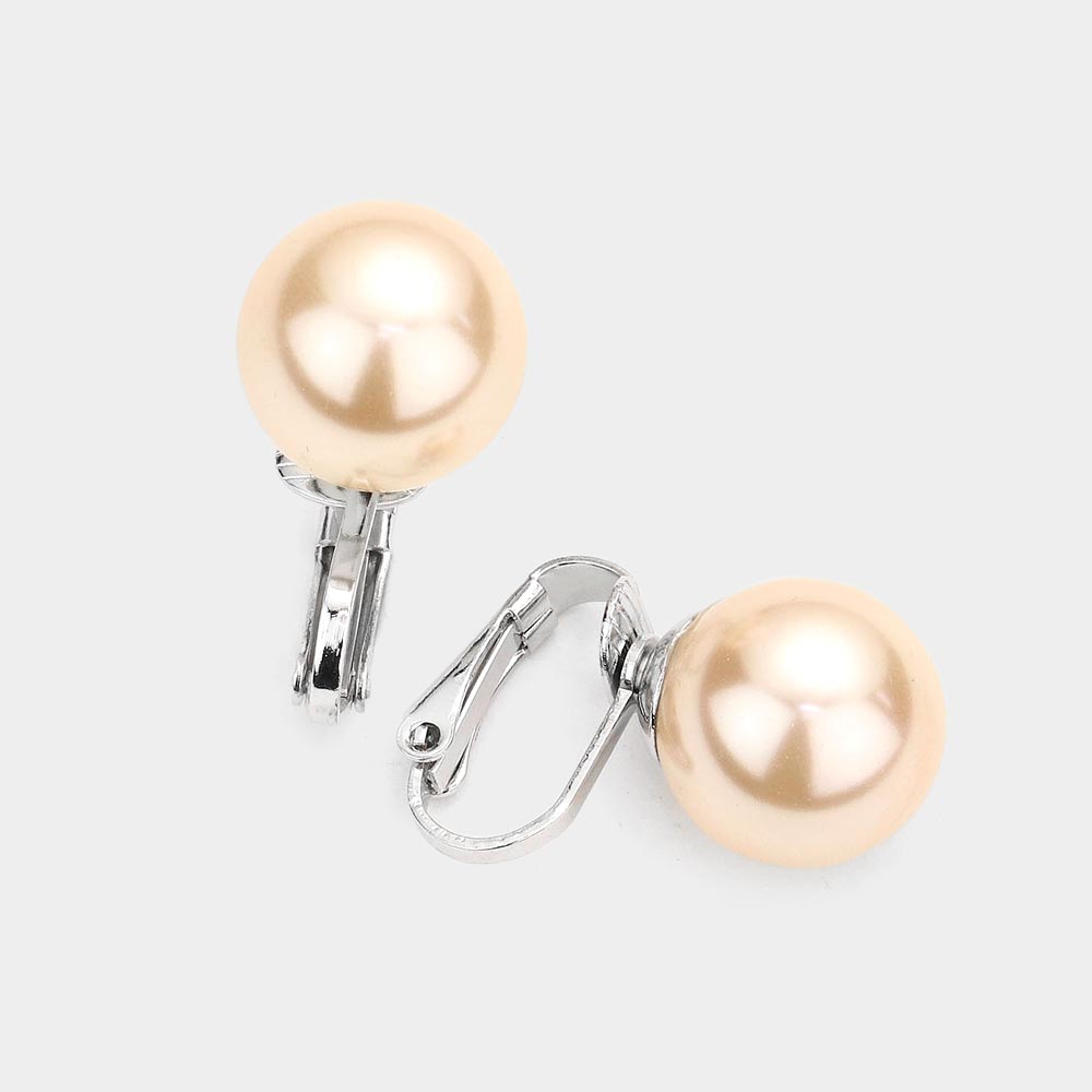 Elegant 14mm pearl Clip earring