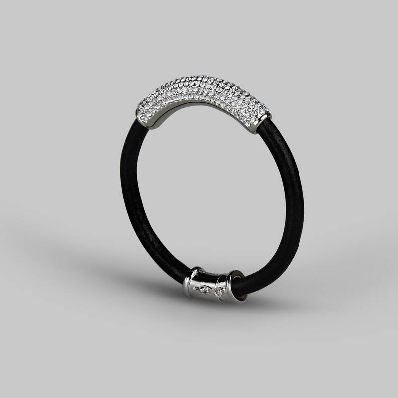 Dazzling Pavé and Leather Bracelet