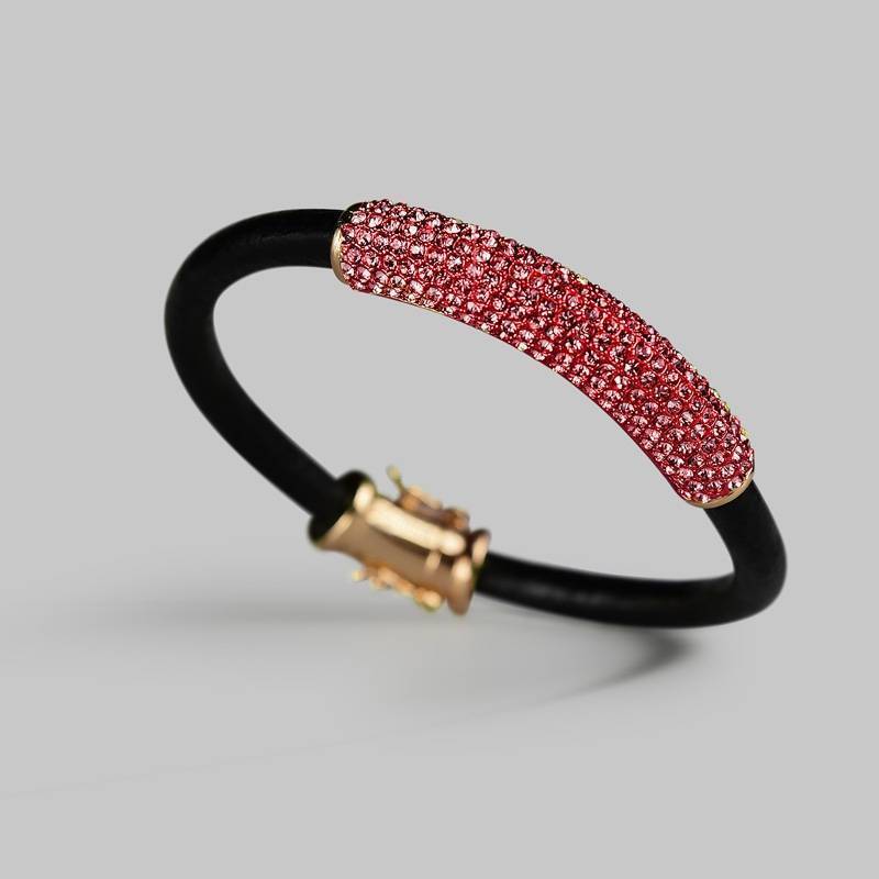 Dazzling Pavé and Leather Bracelet