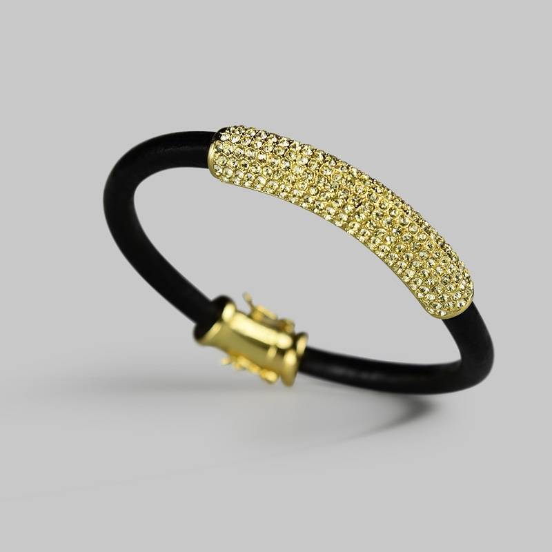 Dazzling Pavé and Leather Bracelet