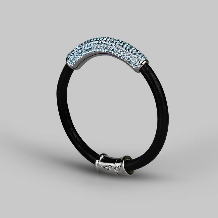 Dazzling Pavé and Leather Bracelet