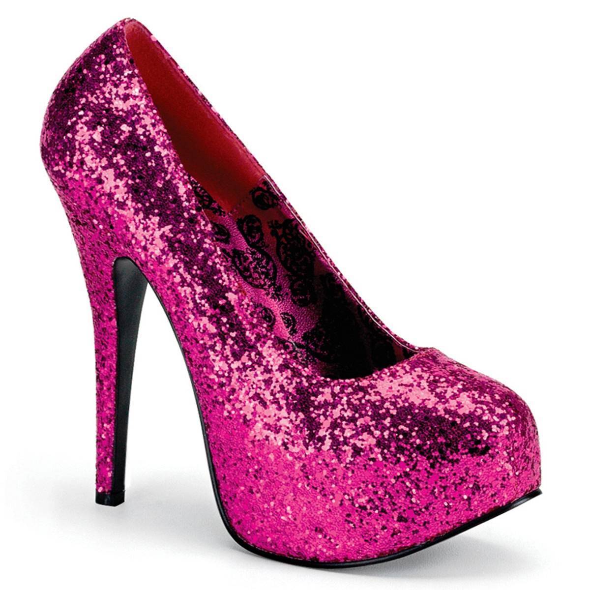 Wider Width Glitter Platform Pumps