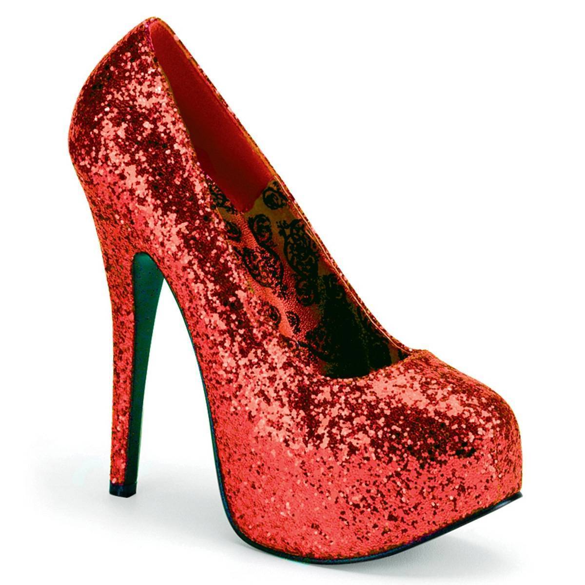 Wider Width Glitter Platform Pumps