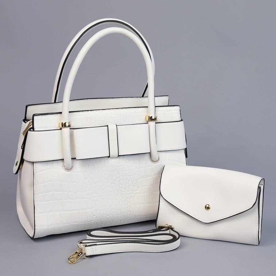 Bow Leatherette Satchel